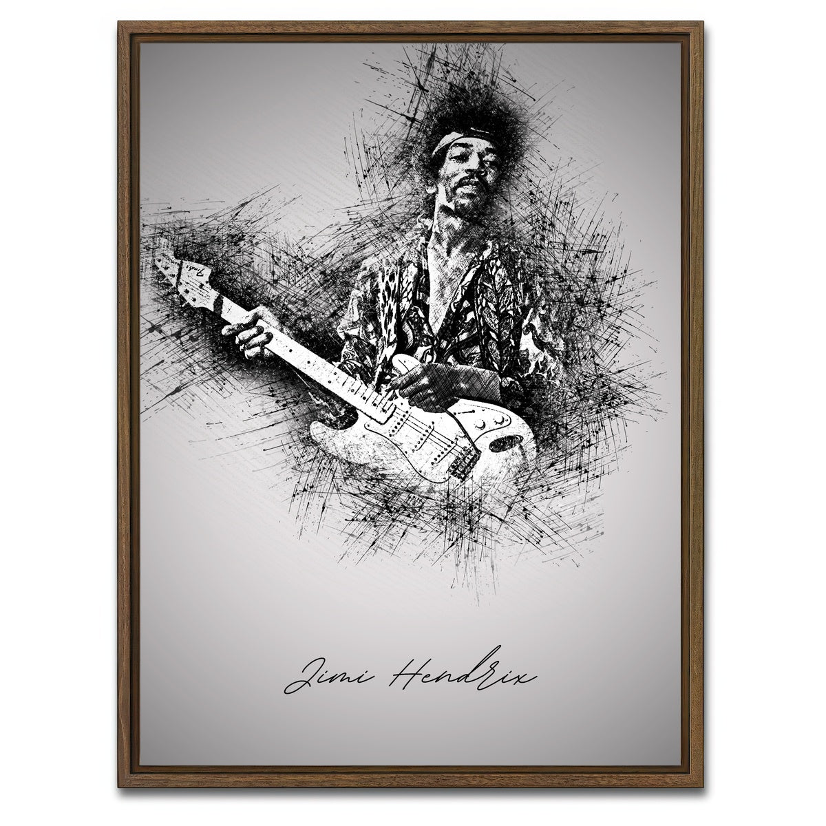 AUTO-MOCKUP WHITE | Jimi Hendrix Guitar | 1 Piece | Walnut Framed Canvas | group=3x4