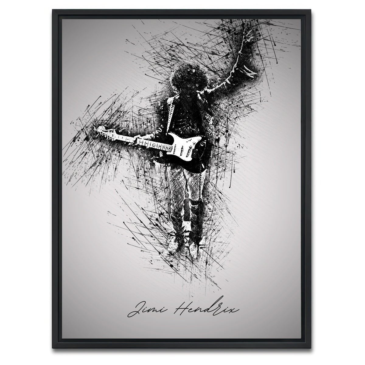 AUTO-MOCKUP WHITE | Jimi Hendrix Iconic | 1 Piece | Black Framed Canvas | group=3x4