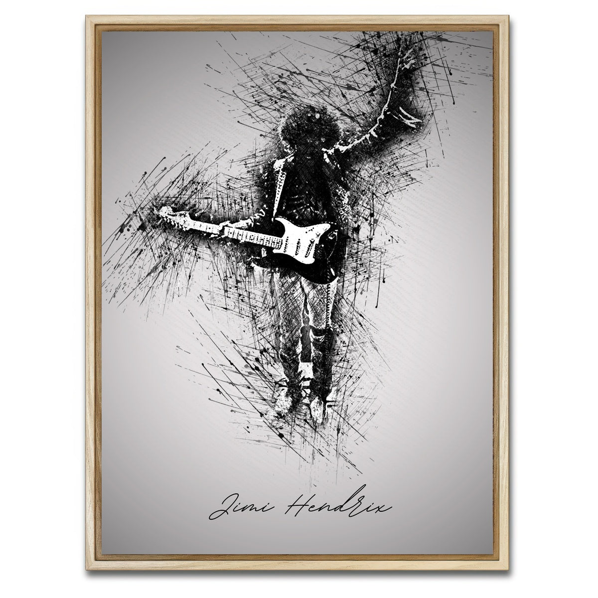 AUTO-MOCKUP WHITE | Jimi Hendrix Iconic | 1 Piece | Natural Framed Canvas | group=3x4