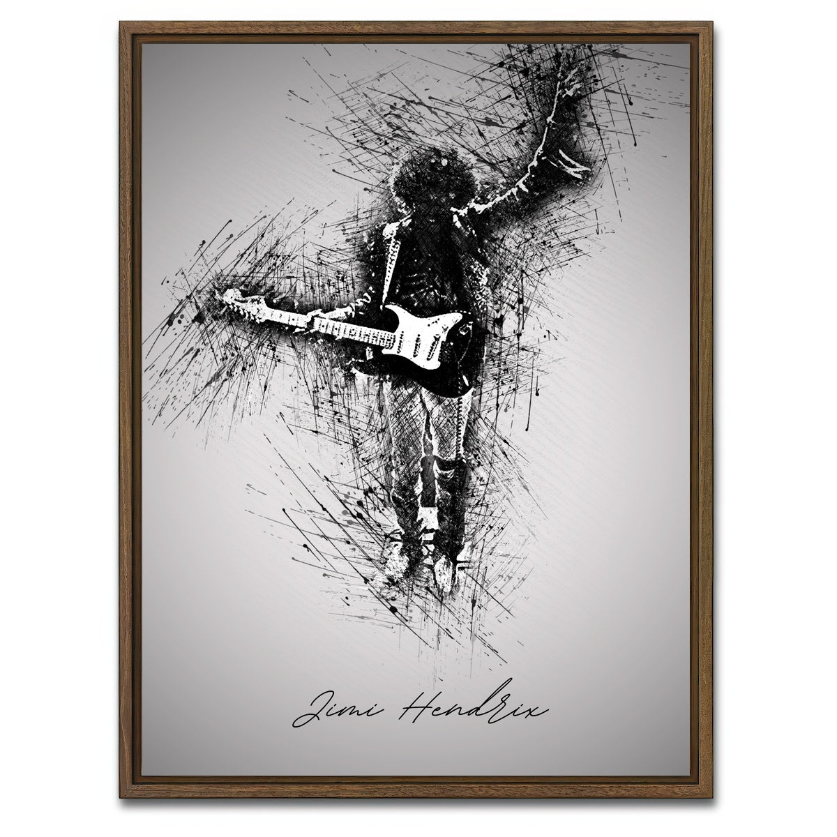 AUTO-MOCKUP WHITE | Jimi Hendrix Iconic | 1 Piece | Walnut Framed Canvas | group=3x4