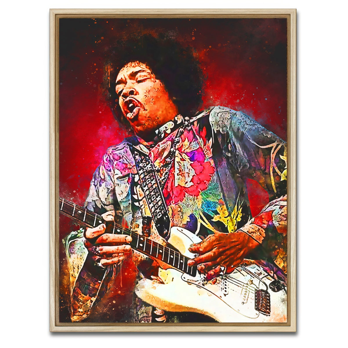 AUTO-MOCKUP WHITE | Jimi Hendrix Rockin | 1 Piece | Natural Framed Canvas | group=3x4