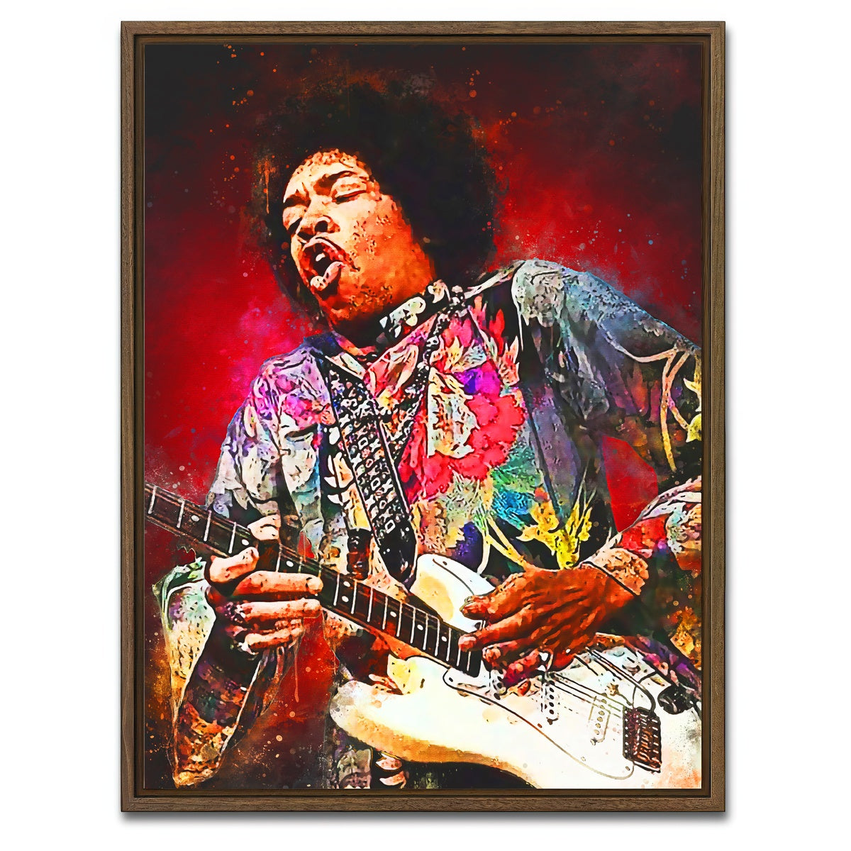 AUTO-MOCKUP WHITE | Jimi Hendrix Rockin | 1 Piece | Walnut Framed Canvas | group=3x4