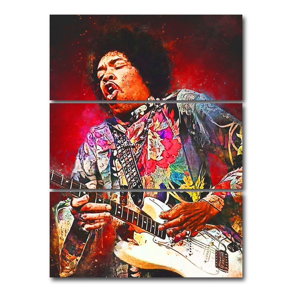 AUTO-MOCKUP WHITE | Jimi Hendrix Rockin | 3 Piece | Gallery Wrap Canvas | group=8x18_stacked