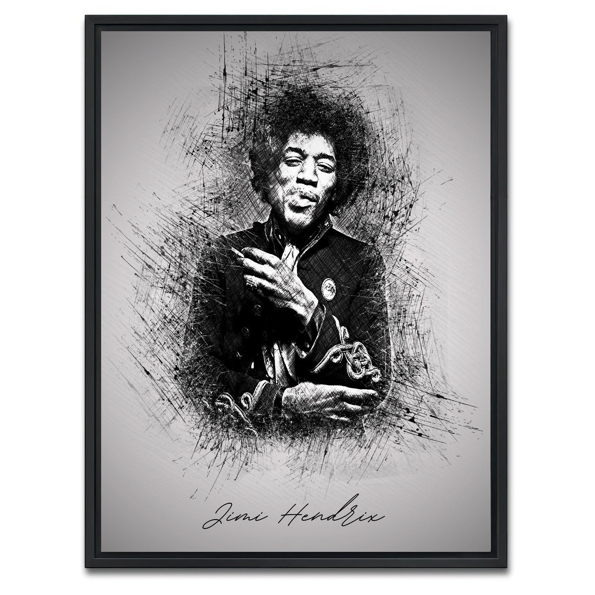 AUTO-MOCKUP WHITE | Jimi Hendrix Smoke | 1 Piece | Black Framed Canvas | group=3x4
