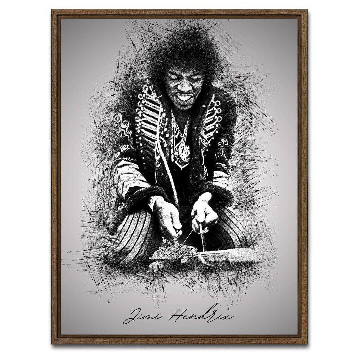 AUTO-MOCKUP WHITE | Jimi Hendrix Strings | 1 Piece | Walnut Framed Canvas | group=3x4
