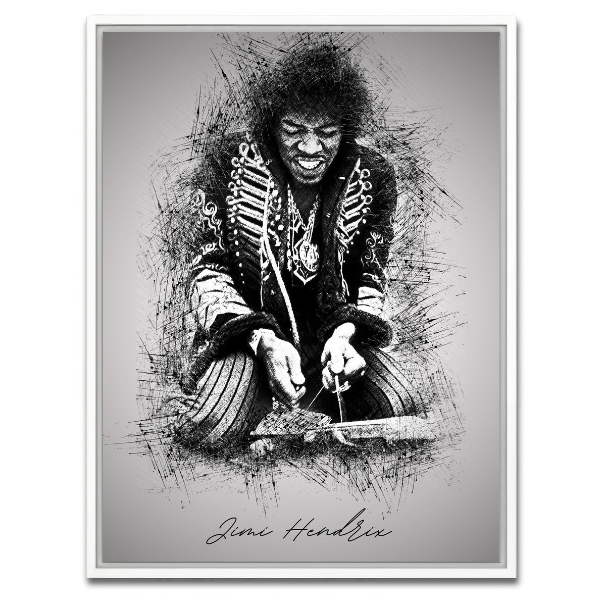 AUTO-MOCKUP WHITE | Jimi Hendrix Strings | 1 Piece | White Framed Canvas | group=3x4