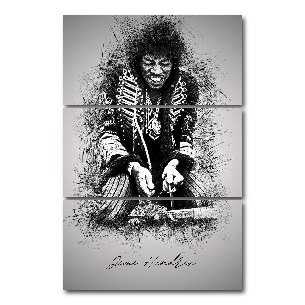 AUTO-MOCKUP WHITE | Jimi Hendrix Strings | 3 Piece | Gallery Wrap Canvas | group=12x24_stacked