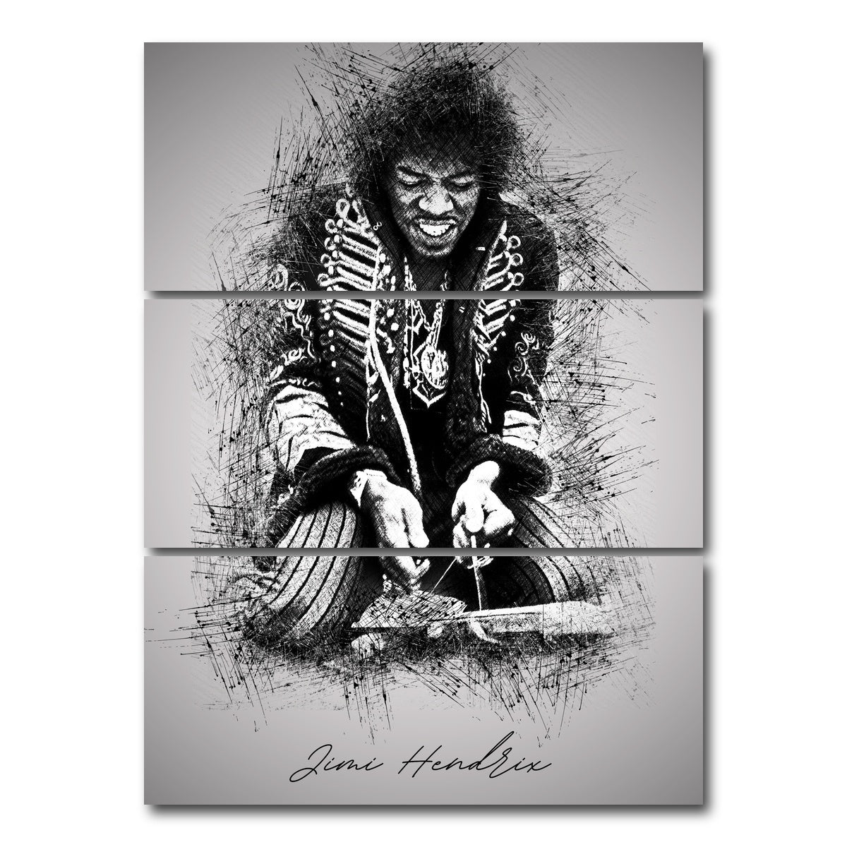 AUTO-MOCKUP WHITE | Jimi Hendrix Strings | 3 Piece | Gallery Wrap Canvas | group=8x18_stacked