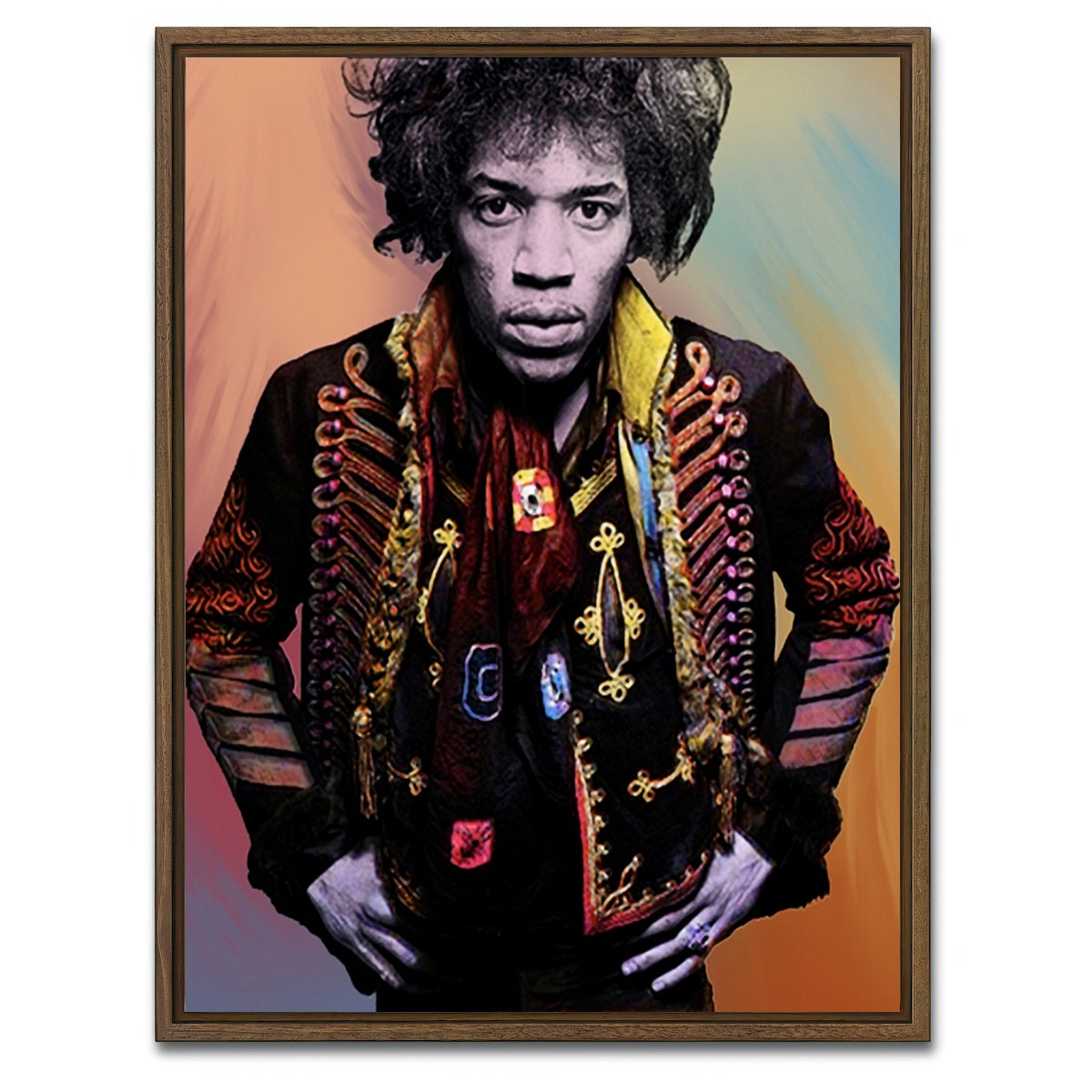 AUTO-MOCKUP WHITE | Jimi Hendrix | 1 Piece | Walnut Framed Canvas | group=3x4