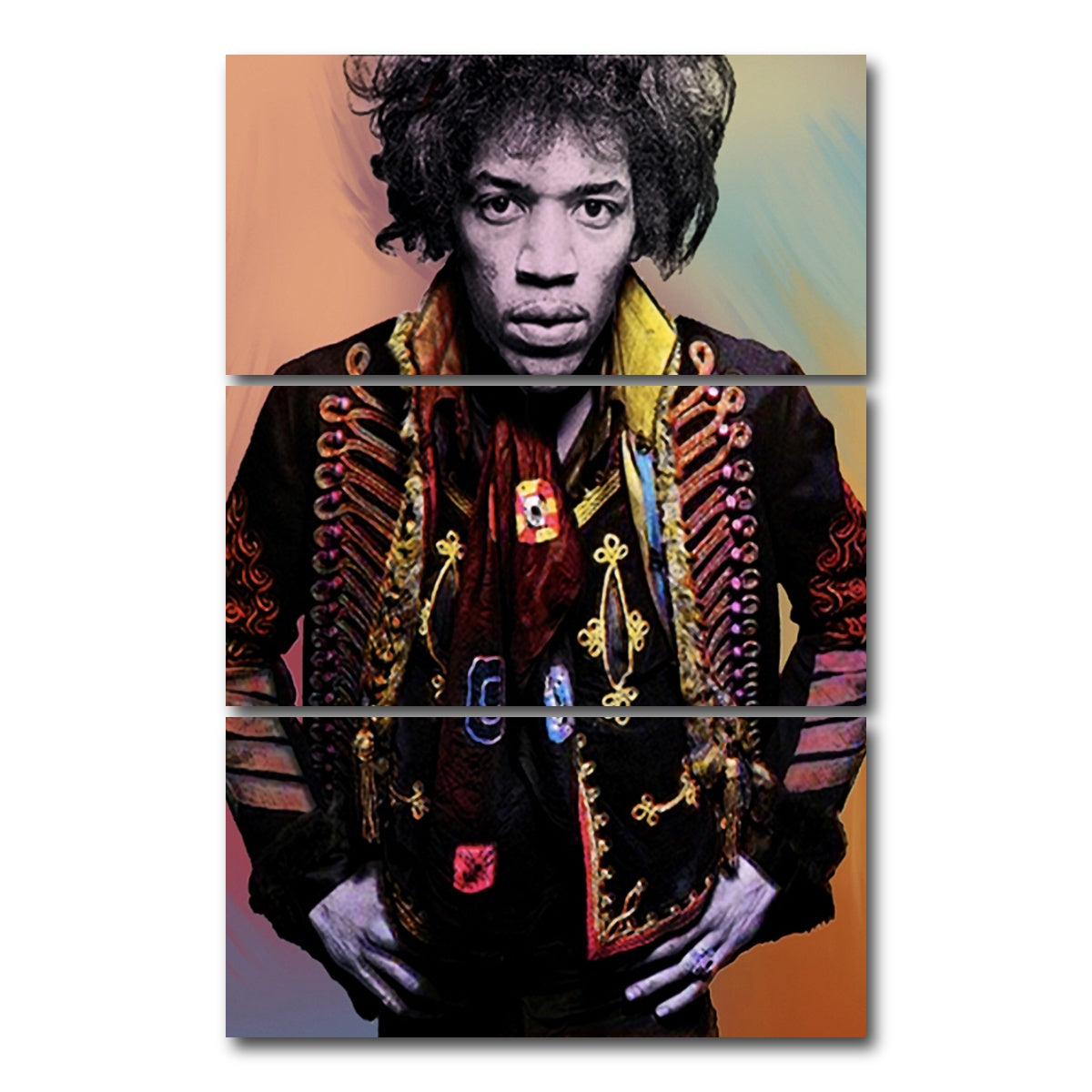 AUTO-MOCKUP WHITE | Jimi Hendrix | 3 Piece | Gallery Wrap Canvas | group=12x24_stacked
