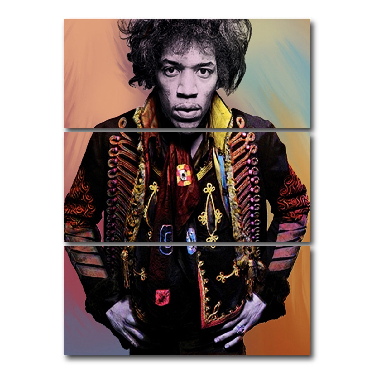 AUTO-MOCKUP WHITE | Jimi Hendrix | 3 Piece | Gallery Wrap Canvas | group=8x18_stacked