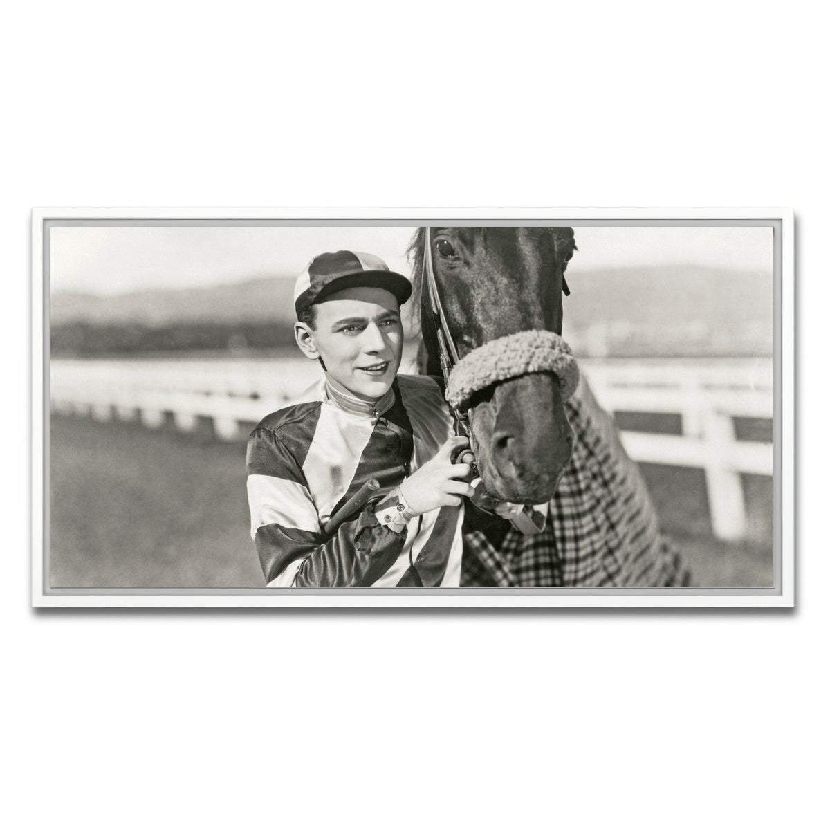 AUTO-MOCKUP WHITE | Jockey & Horse | 1 Piece | White Framed Canvas | group=2x1