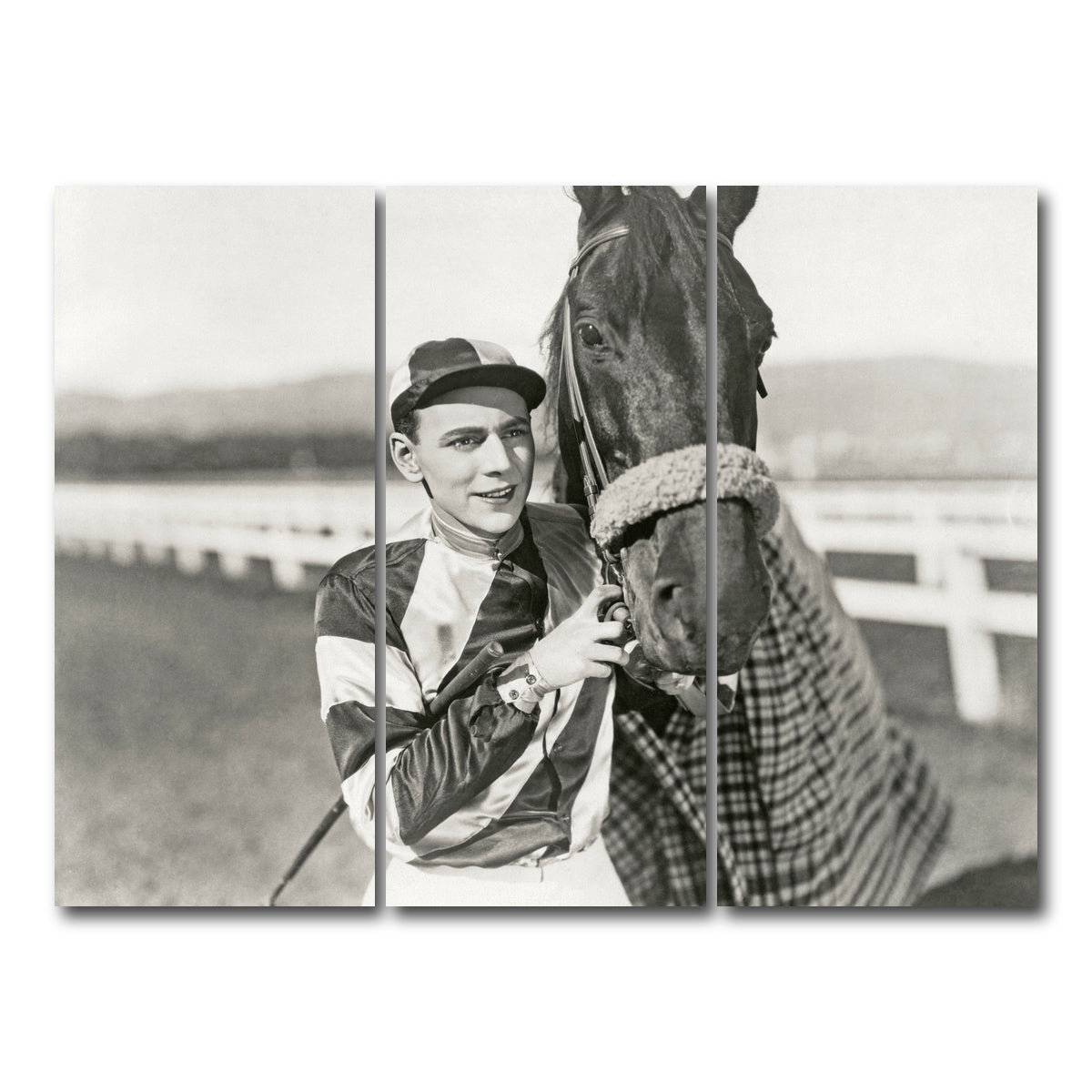 AUTO-MOCKUP WHITE | Jockey & Horse | 3 Piece | Gallery Wrap Canvas | group=8x18