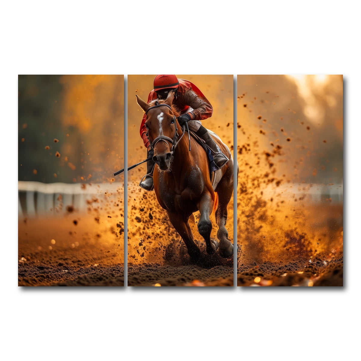 AUTO-MOCKUP WHITE | Jockey on horse racing | 3 Piece | Gallery Wrap Canvas | group=12x24