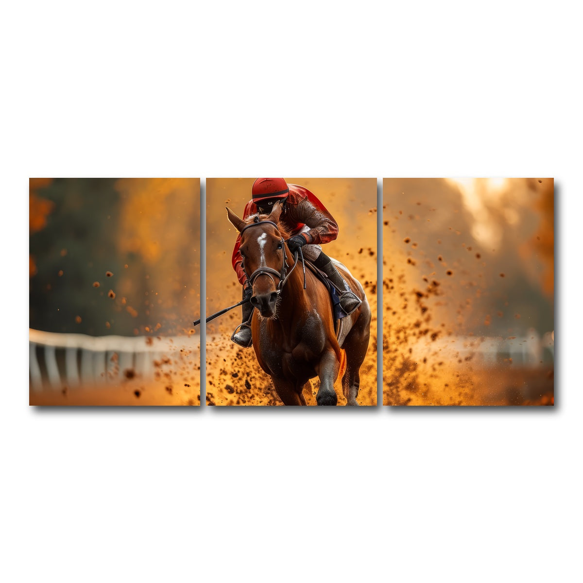 AUTO-MOCKUP WHITE | Jockey on horse racing | 3 Piece | Gallery Wrap Canvas | group=18x24