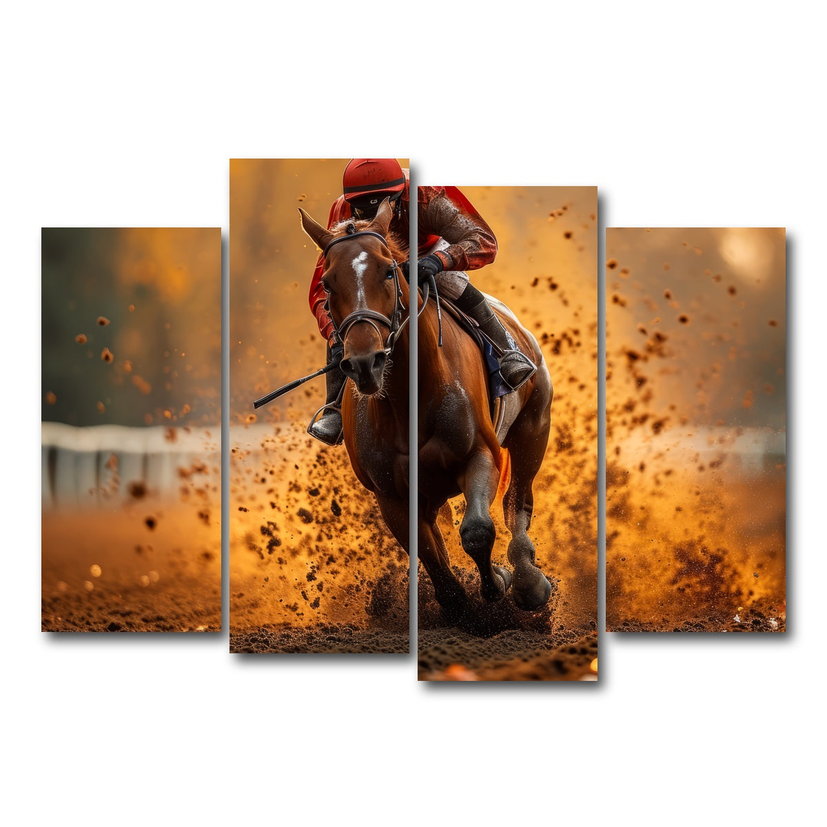 AUTO-MOCKUP WHITE | Jockey on horse racing | 4 Piece | Gallery Wrap Canvas | group=4_normal