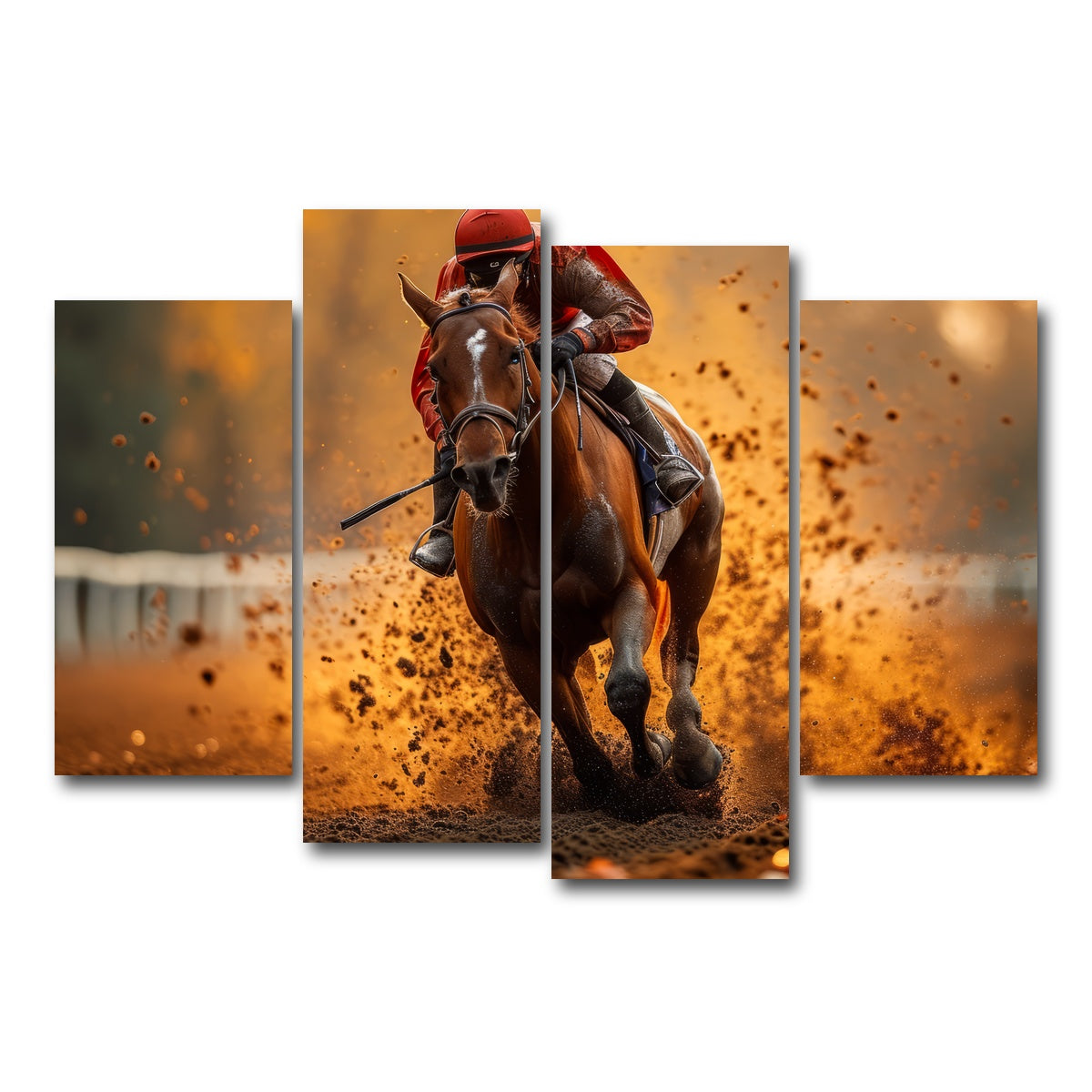 AUTO-MOCKUP WHITE | Jockey on horse racing | 4 Piece | Gallery Wrap Canvas | group=4_short