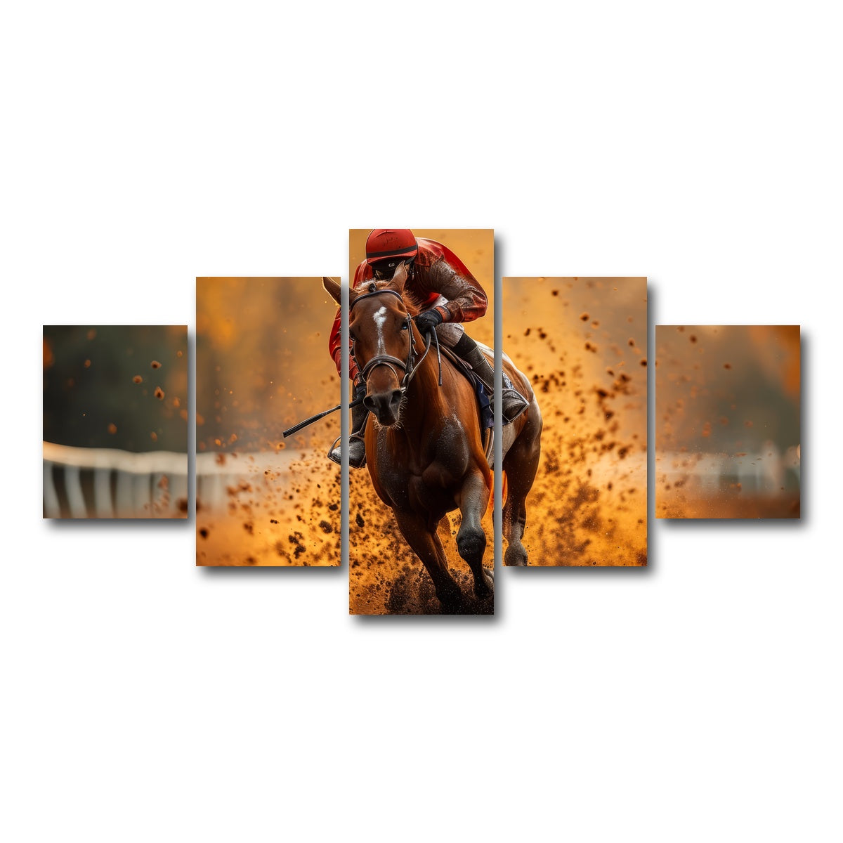AUTO-MOCKUP WHITE | Jockey on horse racing | 5 Piece | Gallery Wrap Canvas | group=5_short