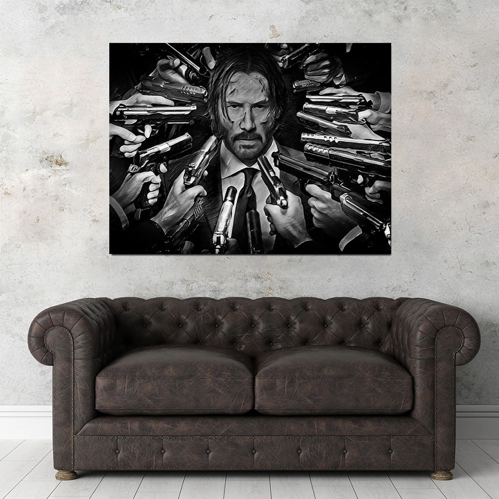 John Wick Grayscale Wall Art