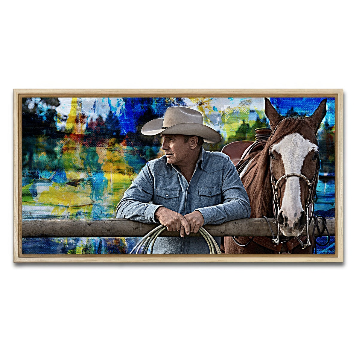 AUTO-MOCKUP WHITE | John Dutton & Horse | 1 Piece | Natural Framed Canvas | group=2x1