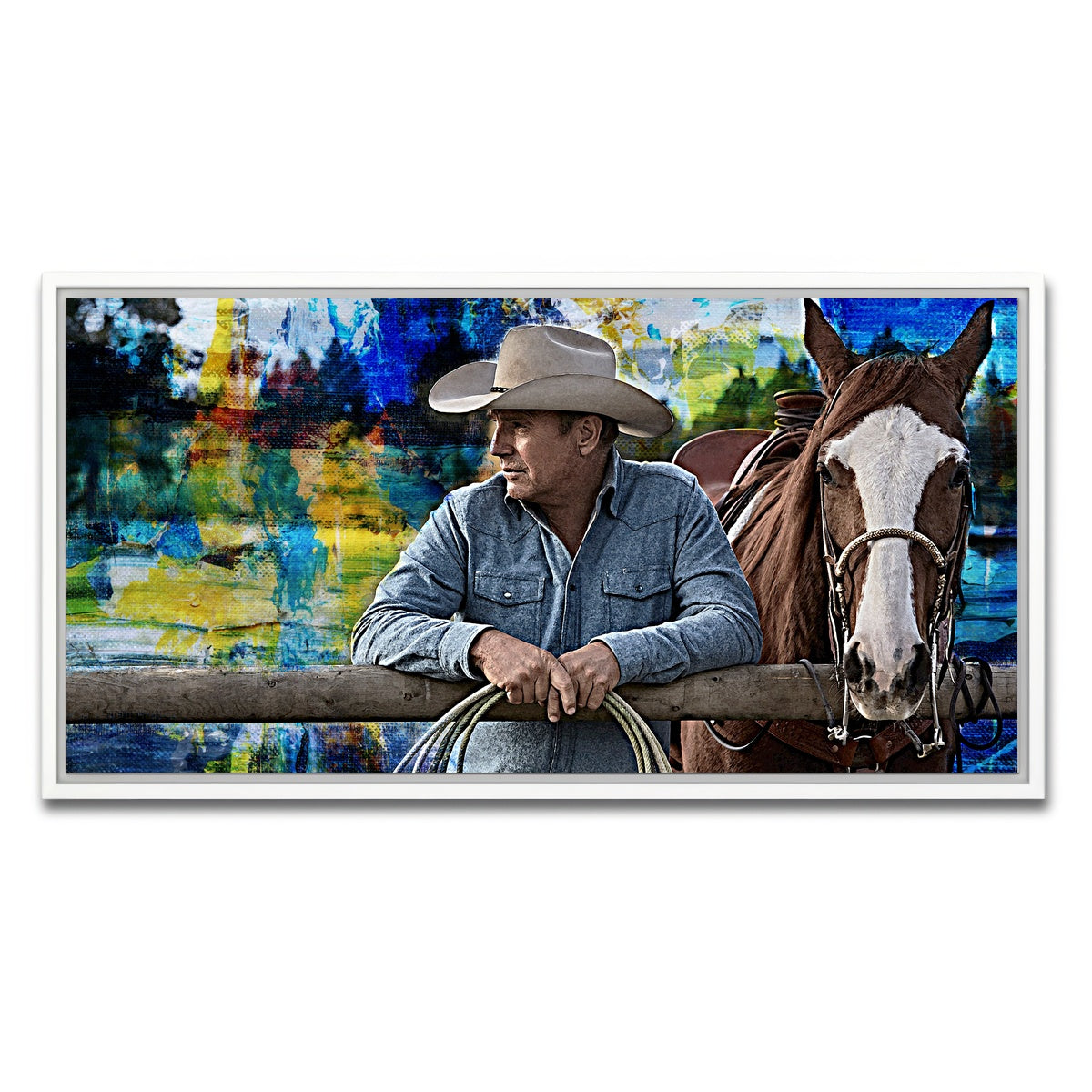 AUTO-MOCKUP WHITE | John Dutton & Horse | 1 Piece | White Framed Canvas | group=2x1