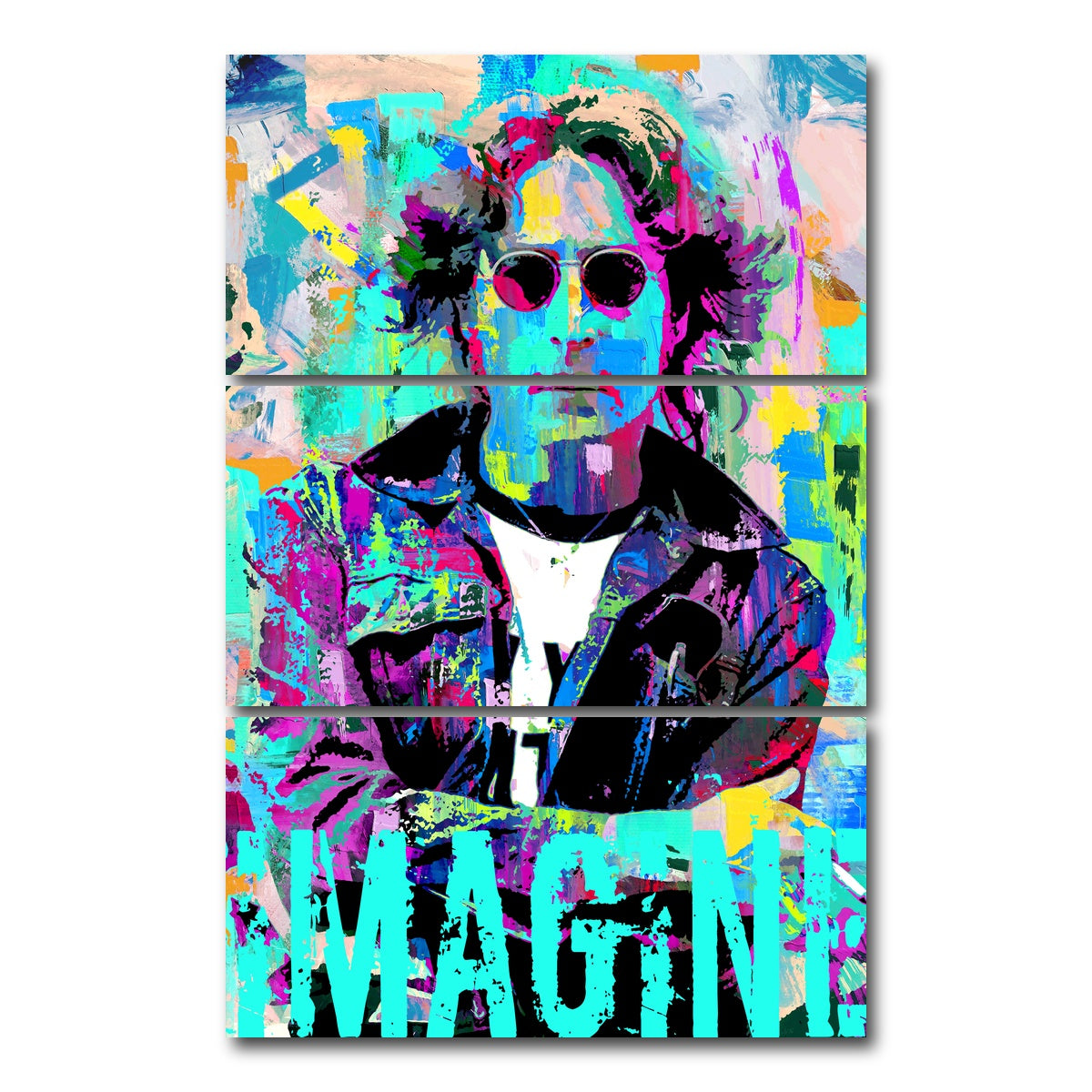 AUTO-MOCKUP WHITE | John Lennon Imagine | 3 Piece | Gallery Wrap Canvas | group=12x24_stacked