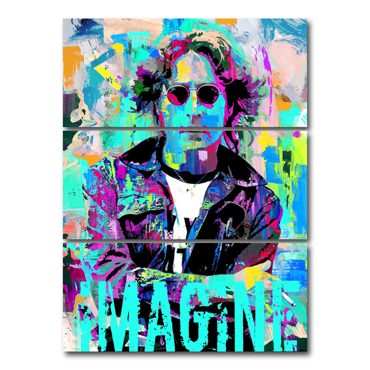 AUTO-MOCKUP WHITE | John Lennon Imagine | 3 Piece | Gallery Wrap Canvas | group=8x18_stacked
