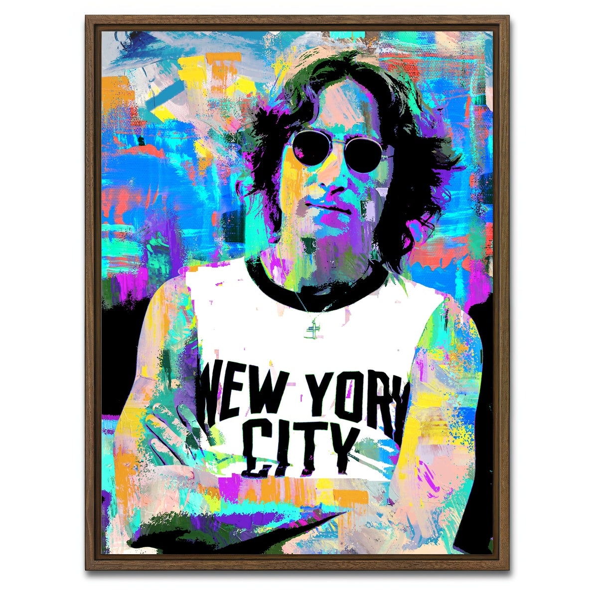 AUTO-MOCKUP WHITE | John Lennon NYC | 1 Piece | Walnut Framed Canvas | group=3x4