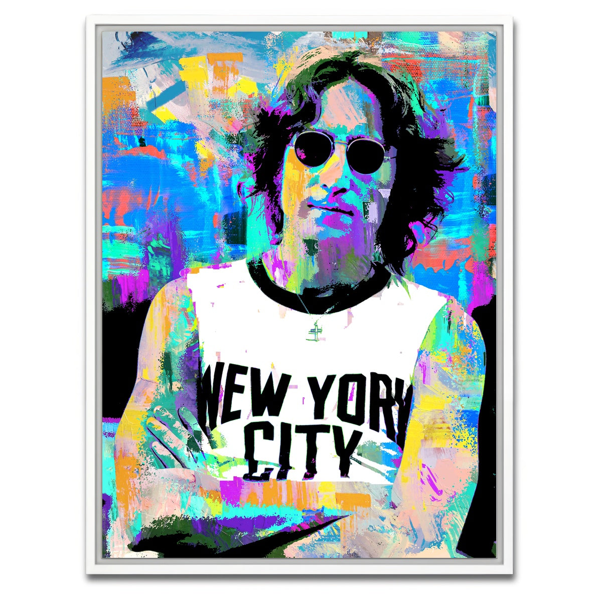 AUTO-MOCKUP WHITE | John Lennon NYC | 1 Piece | White Framed Canvas | group=3x4
