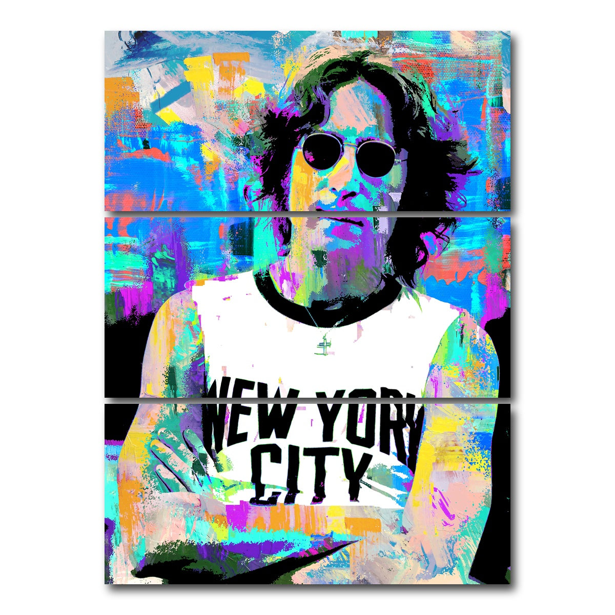 AUTO-MOCKUP WHITE | John Lennon NYC | 3 Piece | Gallery Wrap Canvas | group=8x18_stacked