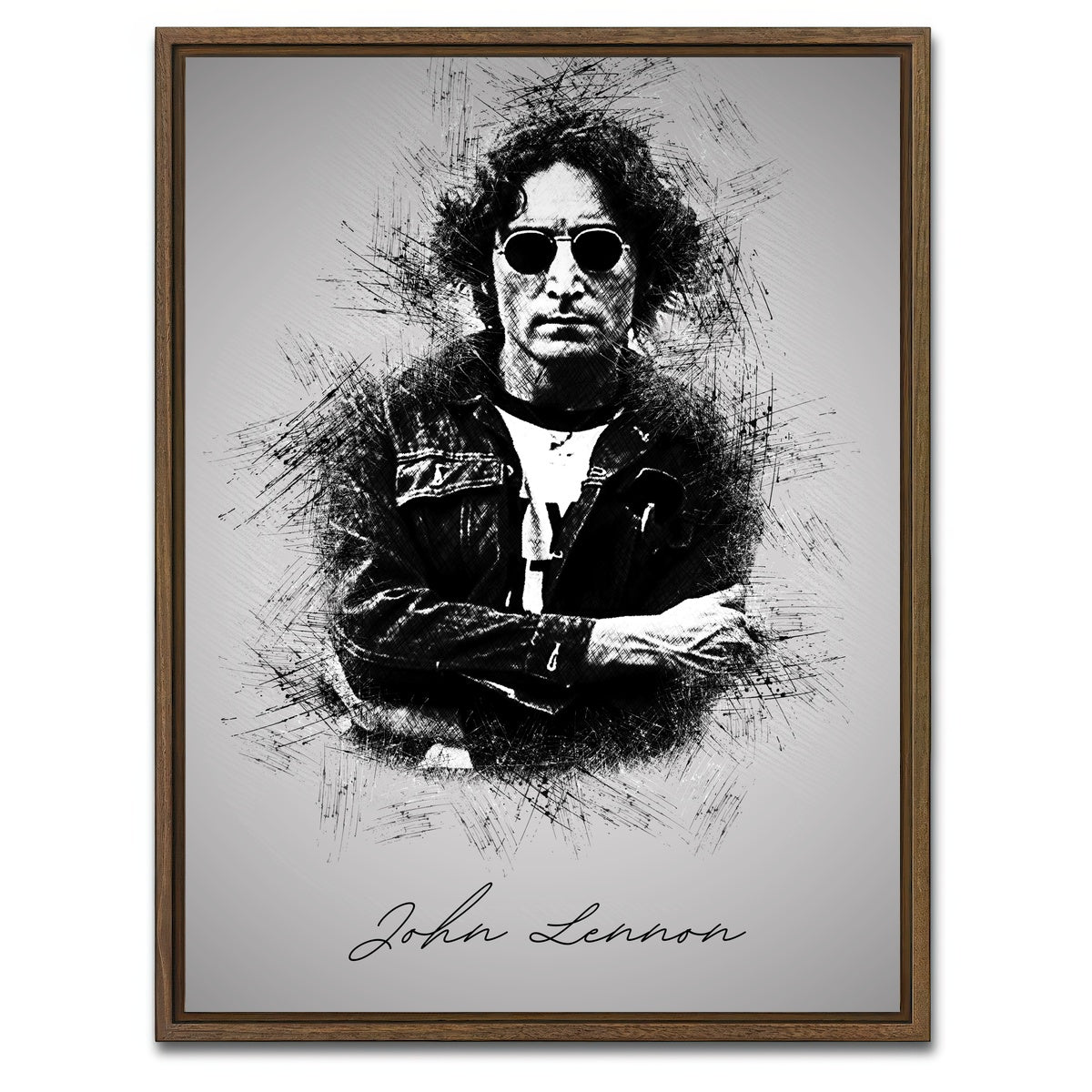AUTO-MOCKUP WHITE | John Lennon Sketch | 1 Piece | Walnut Framed Canvas | group=3x4