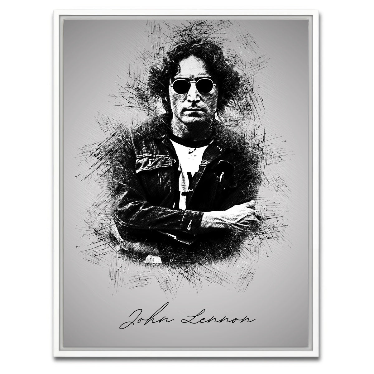 AUTO-MOCKUP WHITE | John Lennon Sketch | 1 Piece | White Framed Canvas | group=3x4