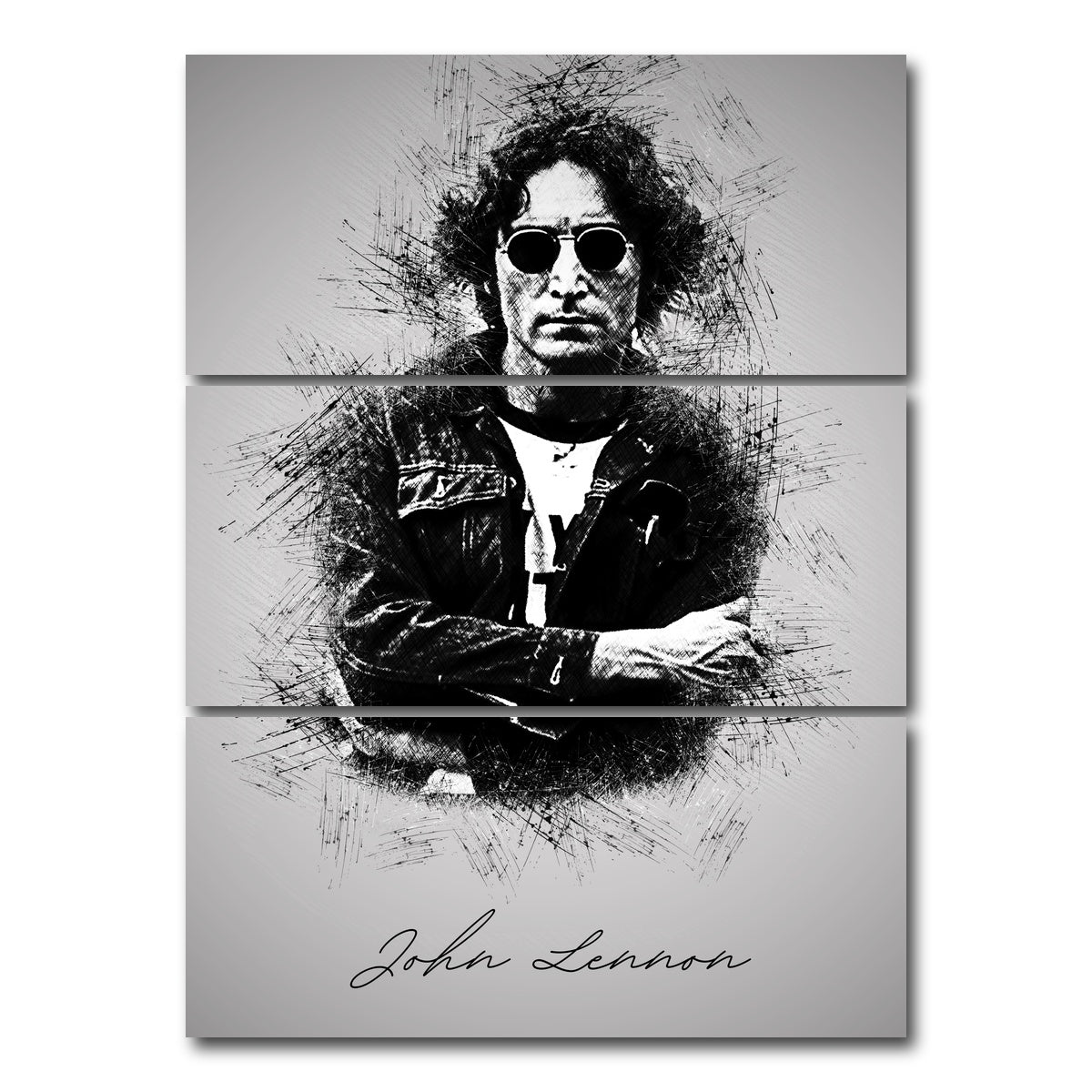 AUTO-MOCKUP WHITE | John Lennon Sketch | 3 Piece | Gallery Wrap Canvas | group=8x18_stacked