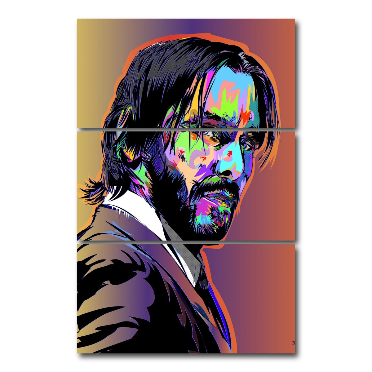 AUTO-MOCKUP WHITE | John Wick Colors | 3 Piece | Gallery Wrap Canvas | group=12x24_stacked