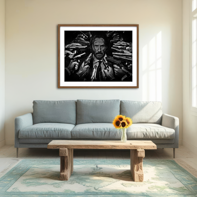 AUTO-MOCKUP ROOM | John Wick Grayscale Wall Art