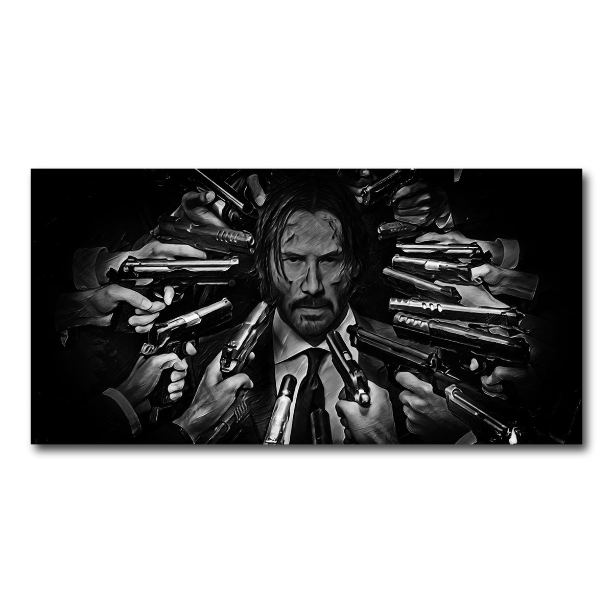 AUTO-MOCKUP WHITE | John Wick Grayscale | 1 Piece | Gallery Wrap Canvas | group=2x1