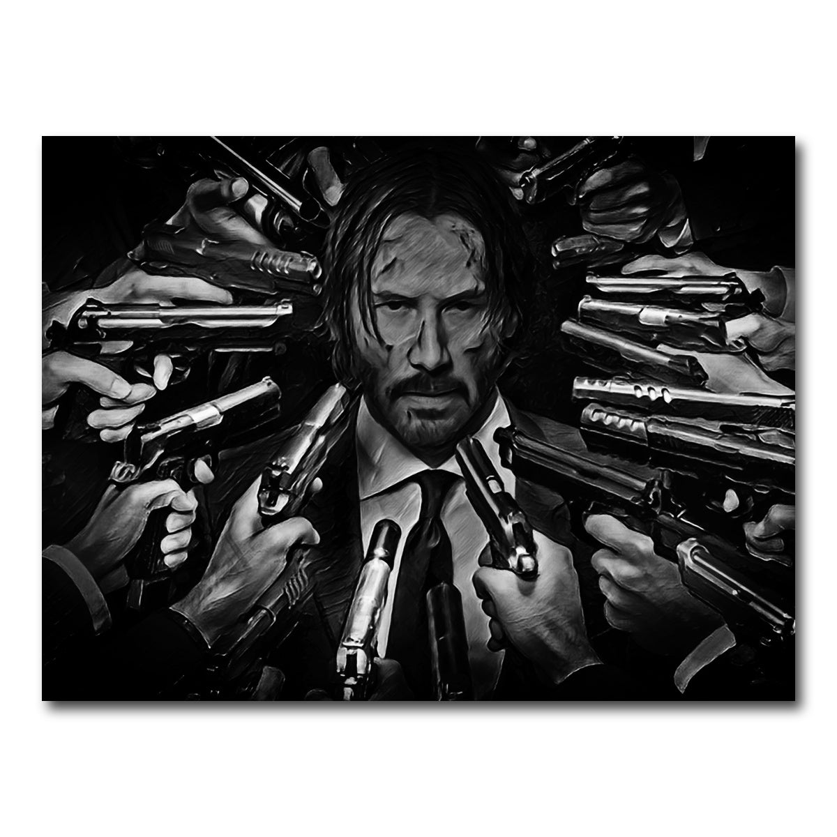 AUTO-MOCKUP WHITE | John Wick Grayscale | 1 Piece | Gallery Wrap Canvas | group=4x3