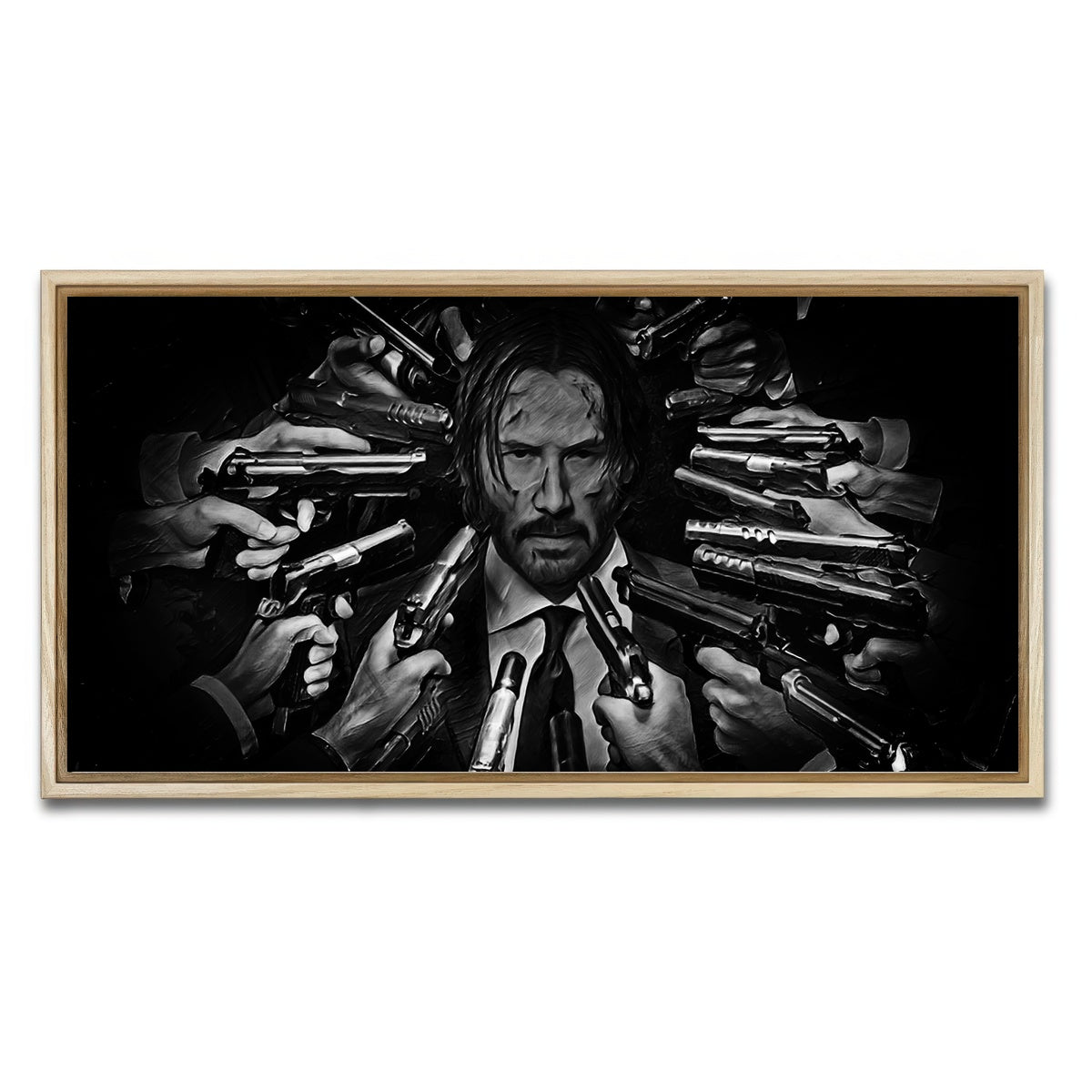 AUTO-MOCKUP WHITE | John Wick Grayscale | 1 Piece | Natural Framed Canvas | group=2x1