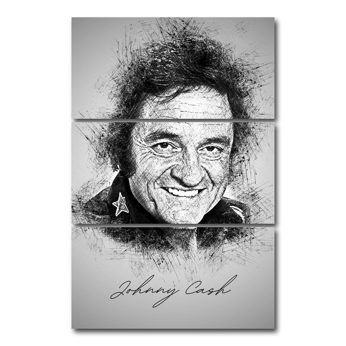 AUTO-MOCKUP WHITE | Johnny Cash | 3 Piece | Gallery Wrap Canvas | group=12x24_stacked