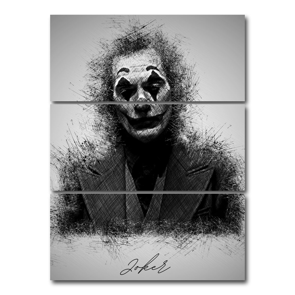 AUTO-MOCKUP WHITE | Joker Sketch | 3 Piece | Gallery Wrap Canvas | group=8x18_stacked