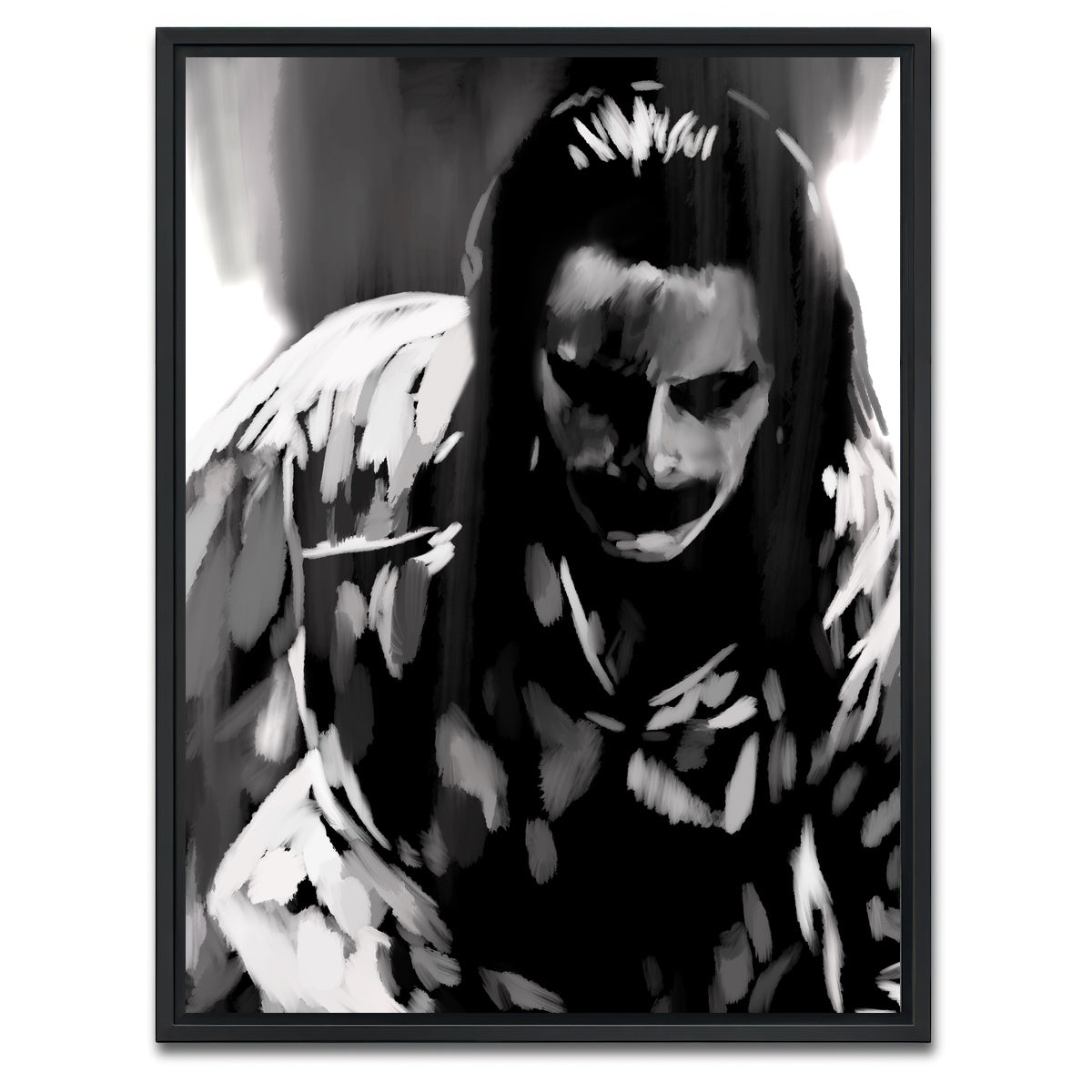AUTO-MOCKUP WHITE | Joker in Black and White | 1 Piece | Black Framed Canvas | group=3x4