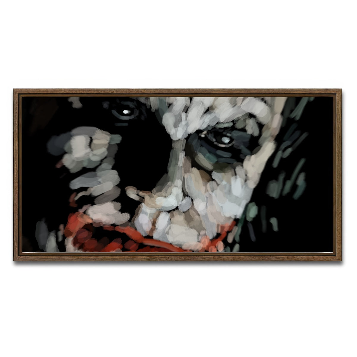 AUTO-MOCKUP WHITE | Joker up close | 1 Piece | Walnut Framed Canvas | group=2x1