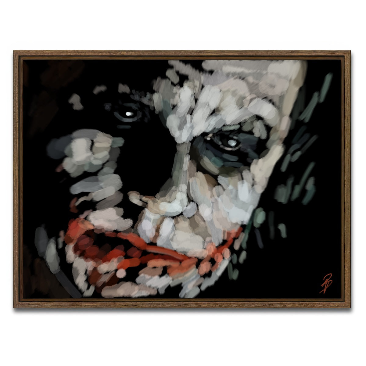 AUTO-MOCKUP WHITE | Joker up close | 1 Piece | Walnut Framed Canvas | group=4x3
