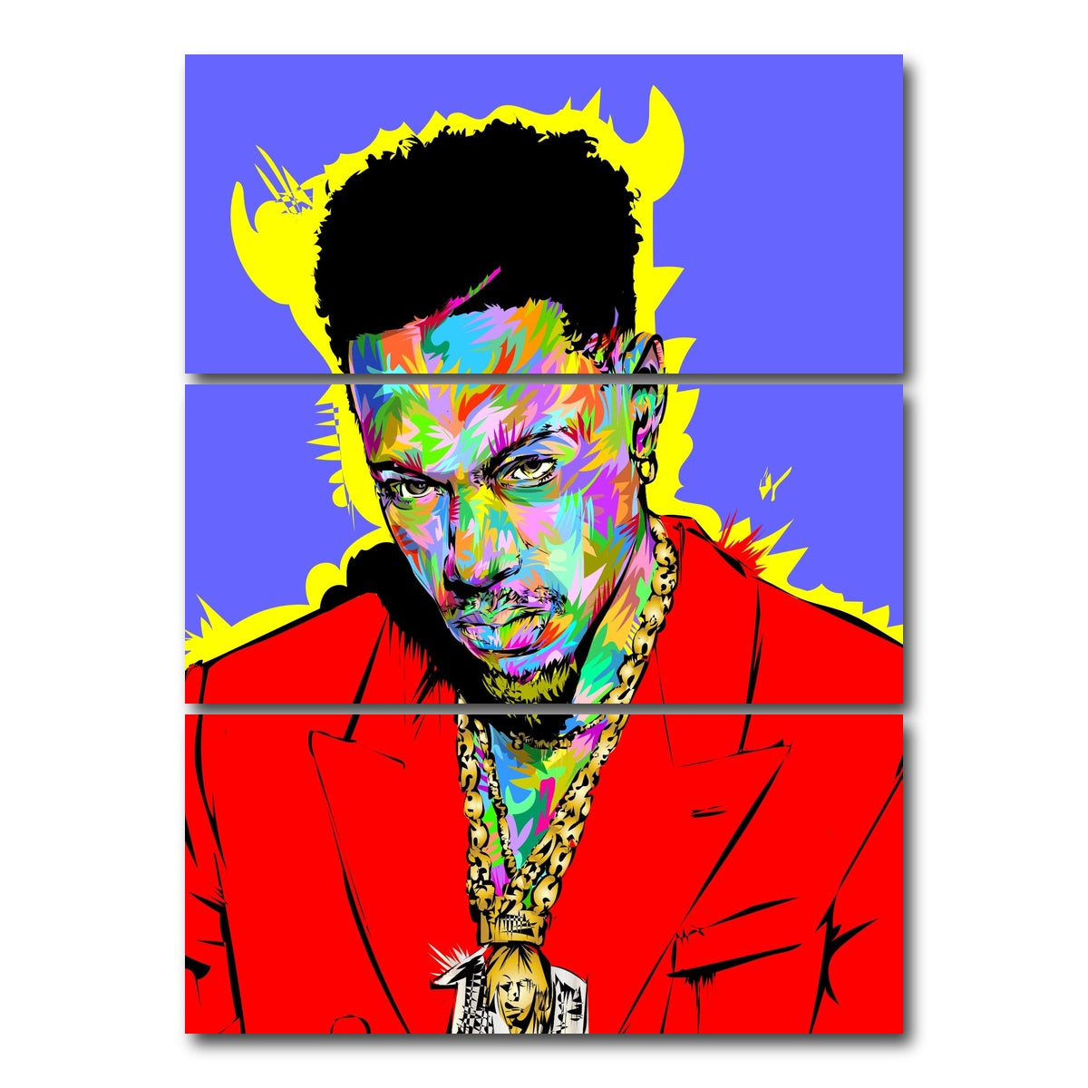 AUTO-MOCKUP WHITE | Josey Badass | 3 Piece | Gallery Wrap Canvas | group=8x18_stacked