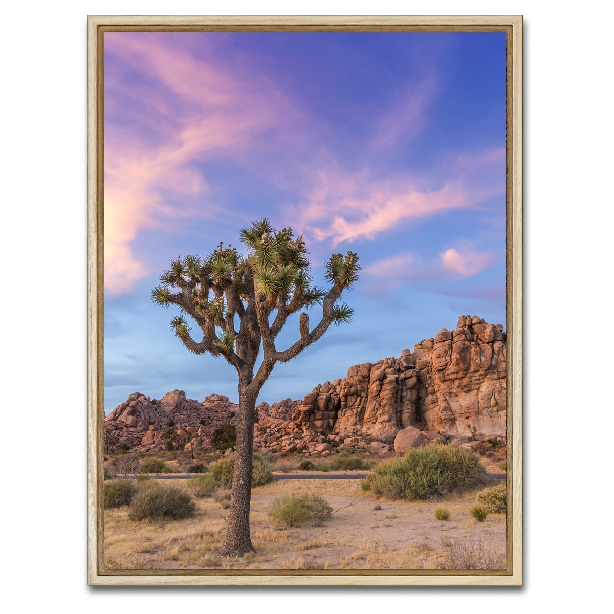AUTO-MOCKUP WHITE | Joshua Tree Evening Atmosphere | 1 Piece | Natural Framed Canvas | group=3x4