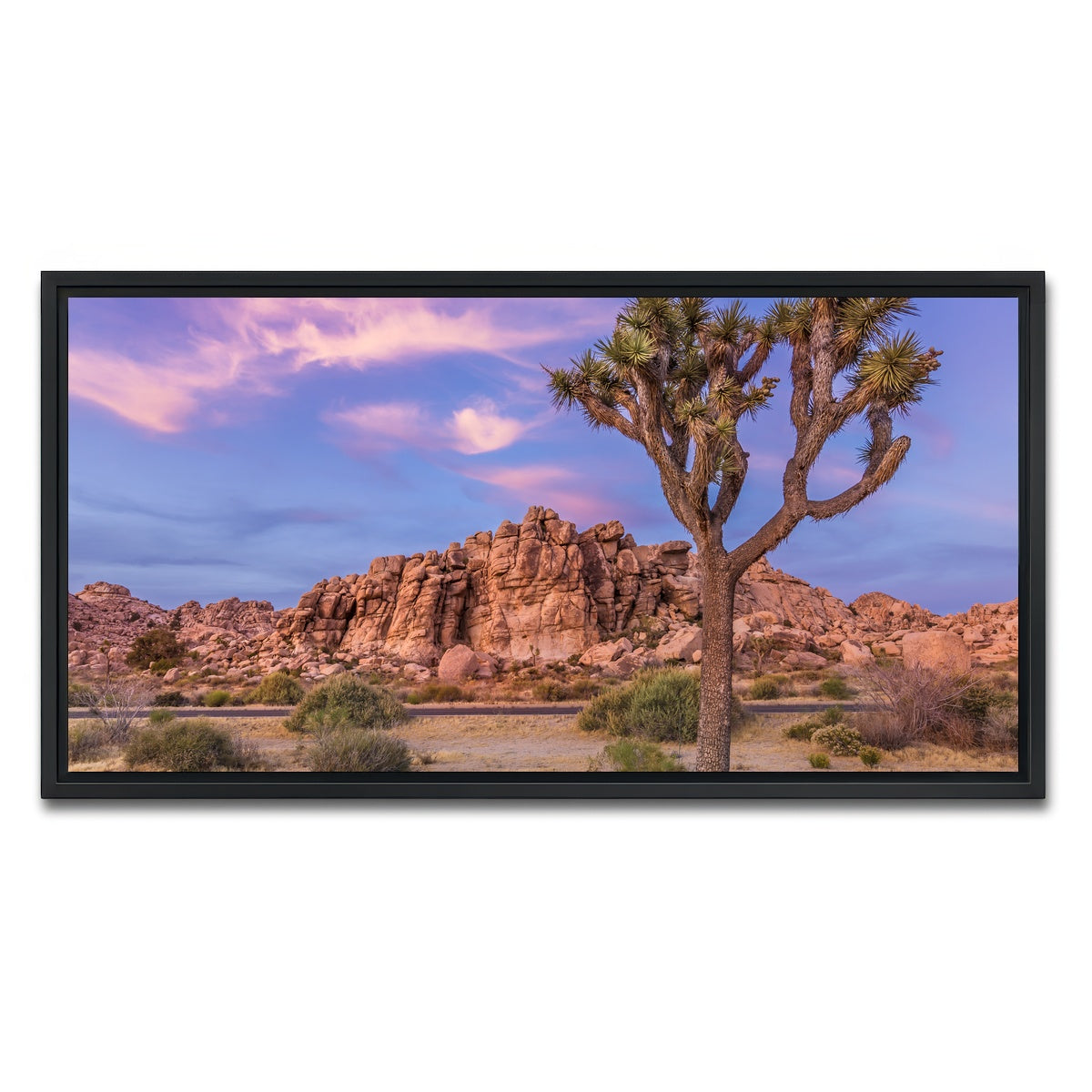 AUTO-MOCKUP WHITE | Joshua Tree in the evening | 1 Piece | Black Framed Canvas | group=2x1