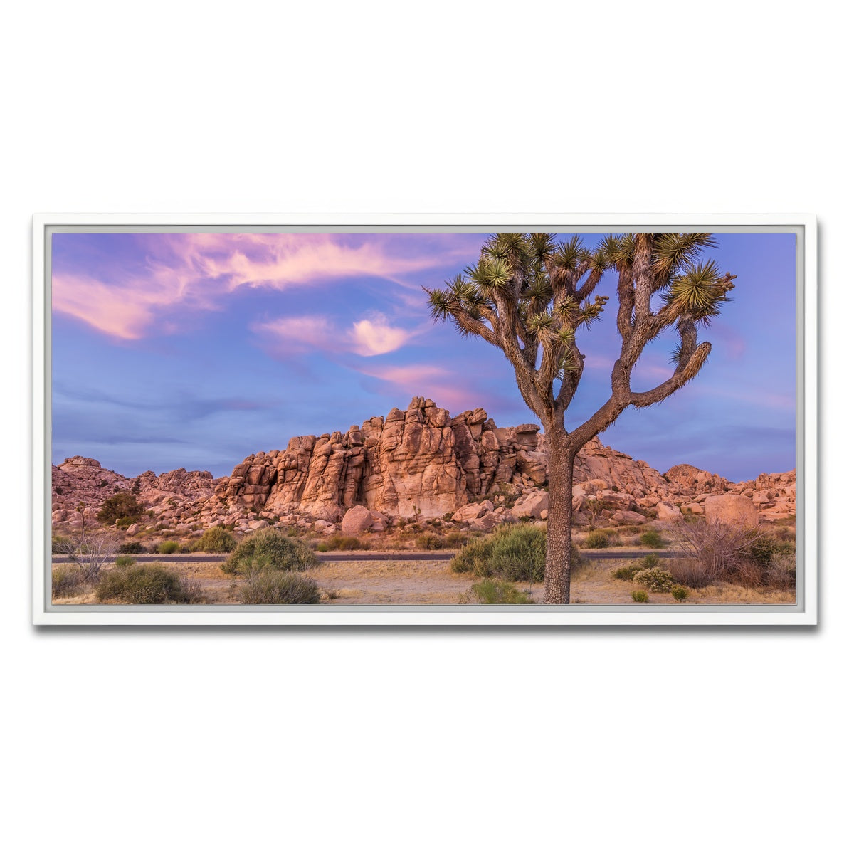 AUTO-MOCKUP WHITE | Joshua Tree in the evening | 1 Piece | White Framed Canvas | group=2x1