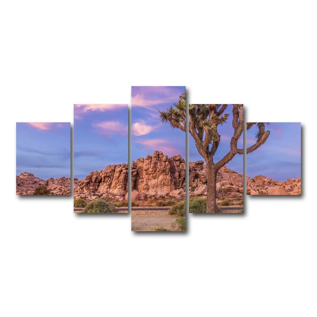 AUTO-MOCKUP WHITE | Joshua Tree in the evening | 5 Piece | Gallery Wrap Canvas | group=5_short