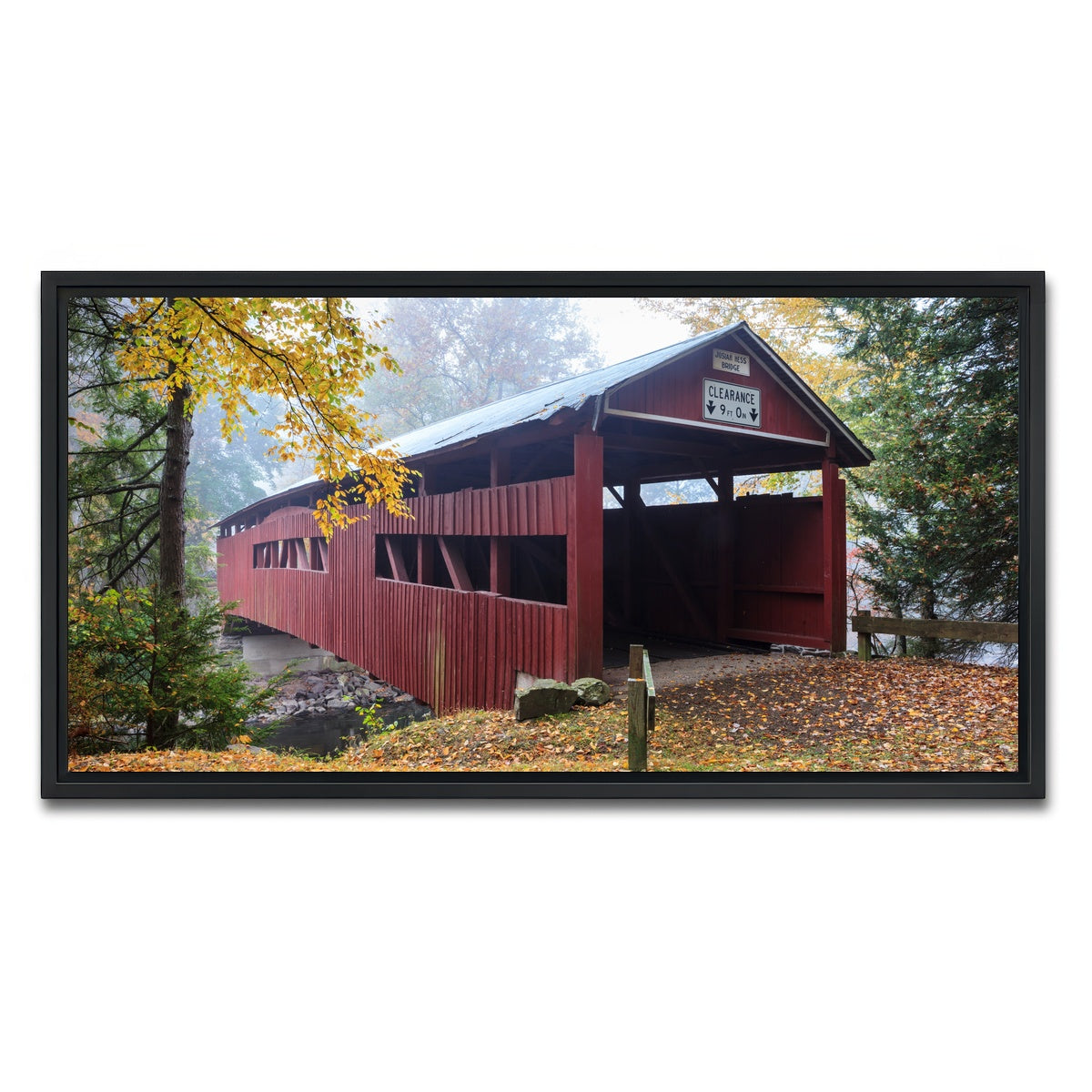 AUTO-MOCKUP WHITE | Josiah Hess Covered Bridge | 1 Piece | Black Framed Canvas | group=2x1