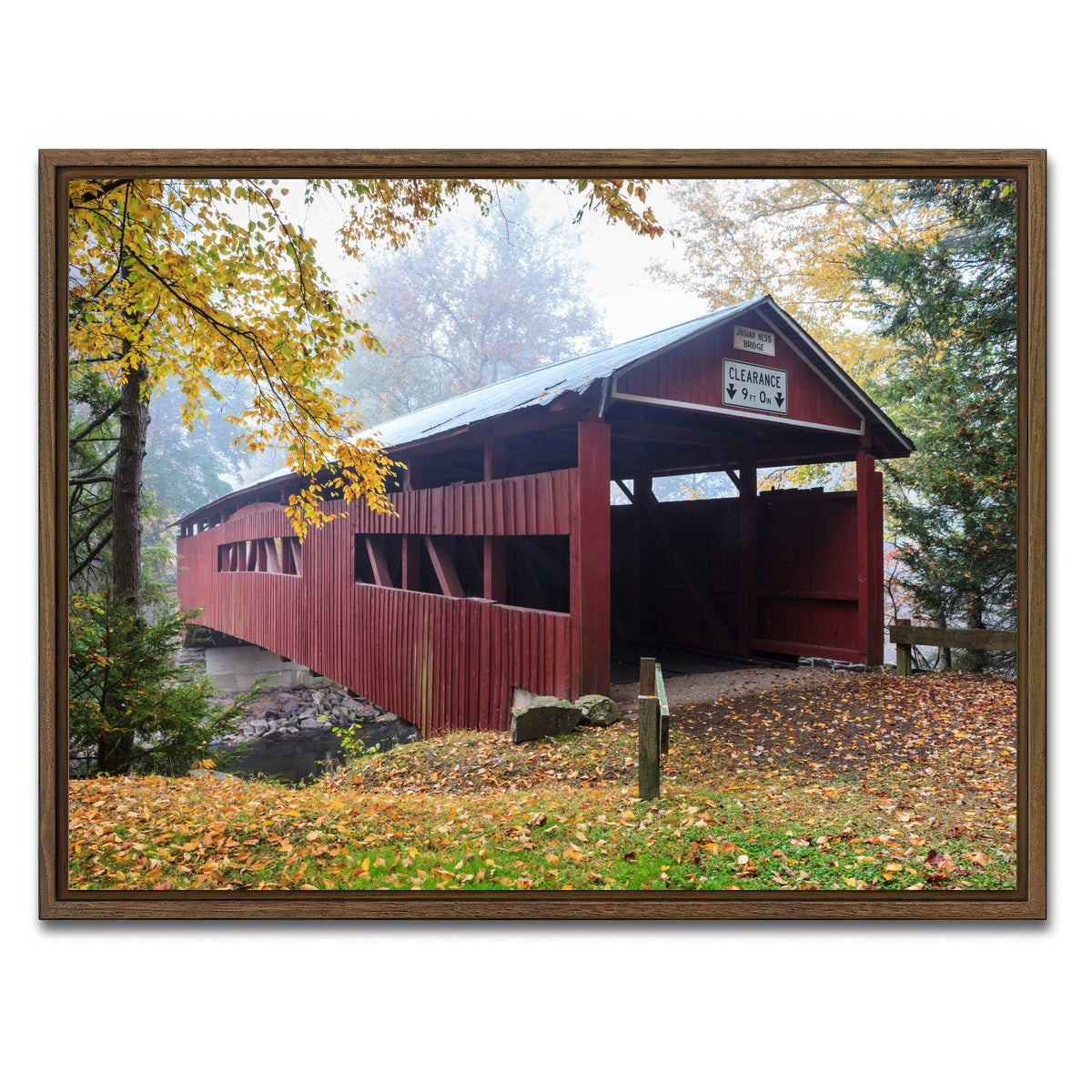 AUTO-MOCKUP WHITE | Josiah Hess Covered Bridge | 1 Piece | Walnut Framed Canvas | group=4x3